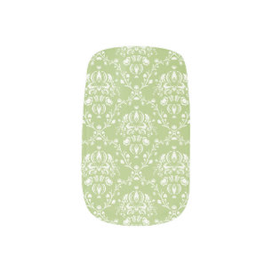 Moss Green Damask Minx Nail Art