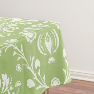 Moss Green Damask Tablecloth