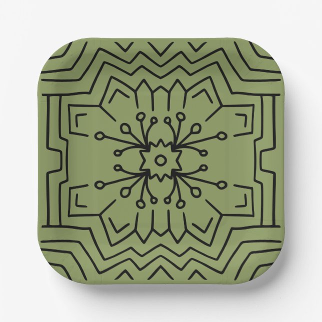 Moss green deco paper plates (Front)