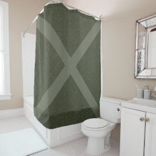 Moss Green Diagonal Cross Shower Curtain