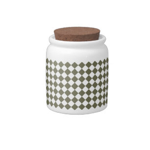 Moss Green Diamond Check pattern Candy Jar