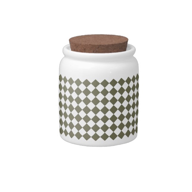 Moss Green Diamond Check pattern Candy Jar (Right)