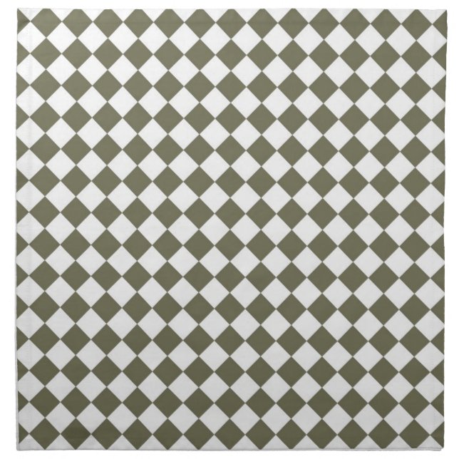 Moss Green Diamond Check pattern Cloth Napkin (Front)