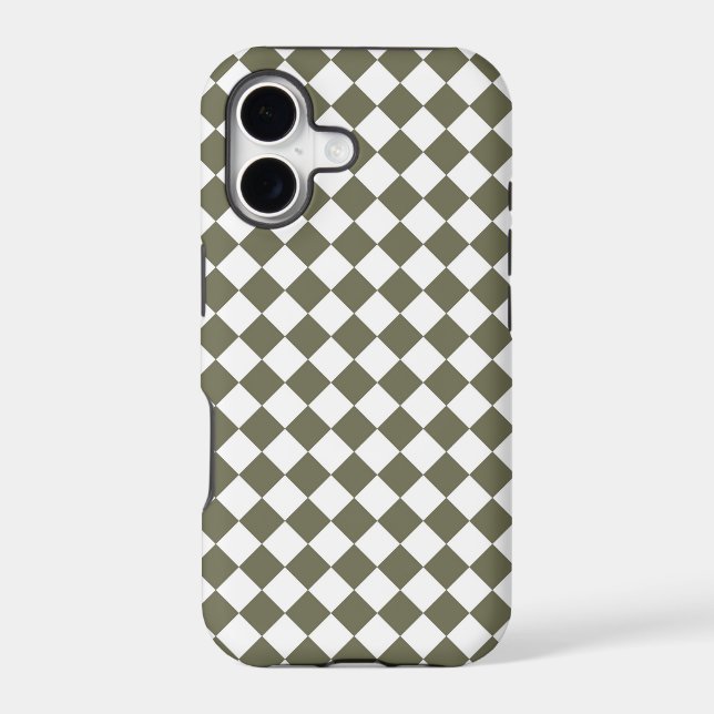 Moss Green Diamond Check pattern Iphone Case (Back)