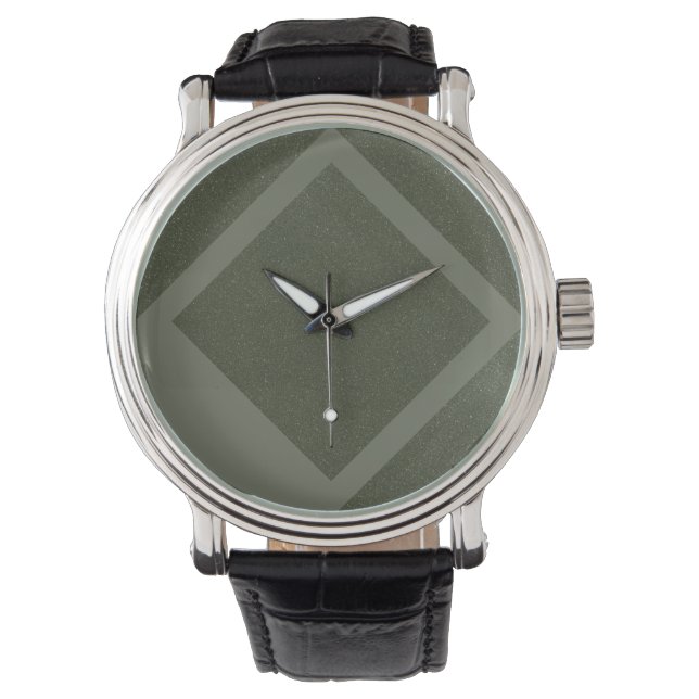 Moss Green Diamond-Lined Watch (Front)