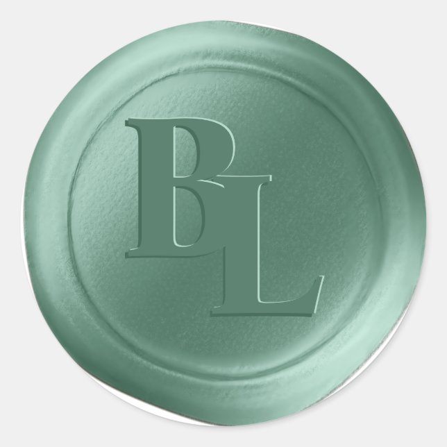 Moss Green Double Monogram Wax Seal Stickers (Front)