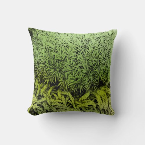 Moss green drawing with color overlay art pillow