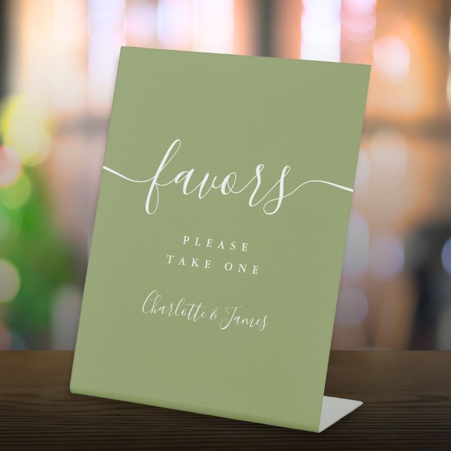 Moss Green Elegant Modern Wedding Favors Table Pedestal Sign (Moss Green Elegant Modern Wedding Favors Table Pedestal Sign)