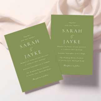 Moss Green Elegant Wedding Invitation