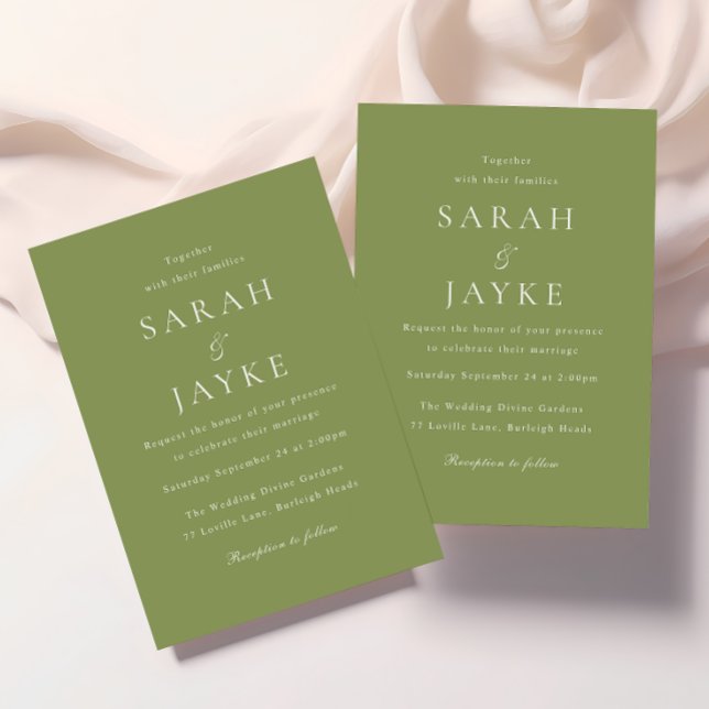 Moss Green Elegant Wedding Invitation (Creator Uploaded)