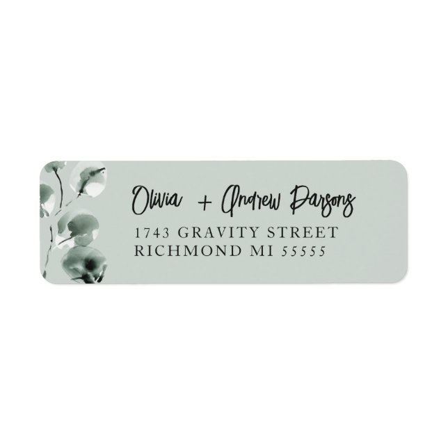 Moss Green Eucalyptus Hand Lettered Script Address Label (Front)