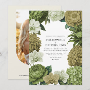 Moss Green, Fern Mist & Pale Pistachio Wedding Invitation