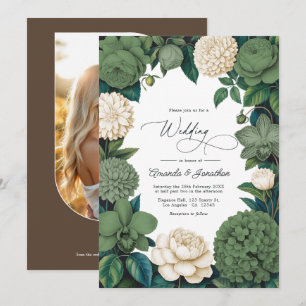 Moss Green, Fern Soft & Antique Cream Wedding Invitation