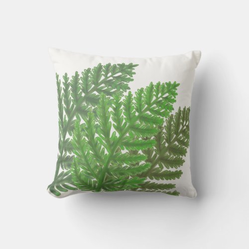 Moss Green Fern Throw Pillow