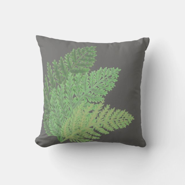 Moss Green Fern Throw Pillow (Front)