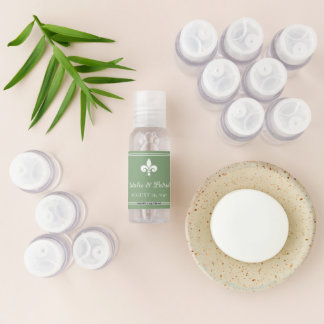Moss Green Fleur de Lis Wedding Hand Sanitizer