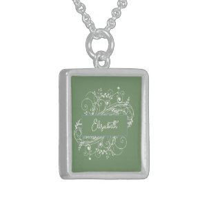 Moss Green Flourish Necklace