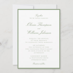 Moss Green Framed Wedding Invitation