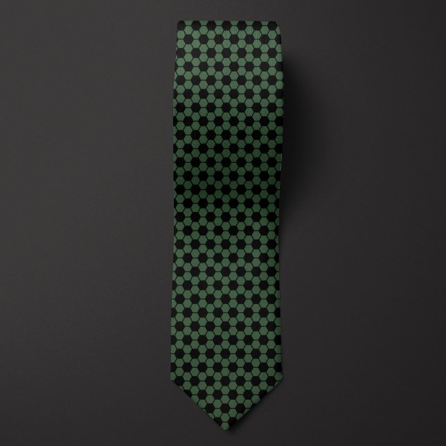 Moss Green Futbol Soccer Ball Pattern Neck Tie (Creator Uploaded)