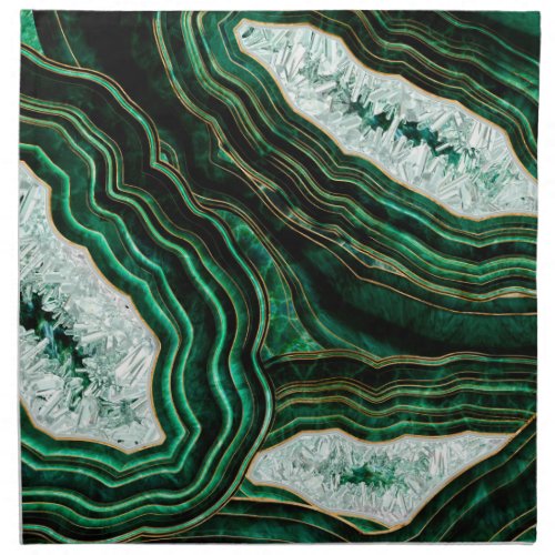 Moss Green Geode and Crystals Digital Art Cloth Napkin