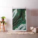 Moss Green Geode and Crystals Digital Art Fabric