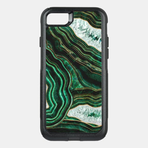 Moss Green Geode and Crystals Digital Art OtterBox Commuter iPhone SE87 Case