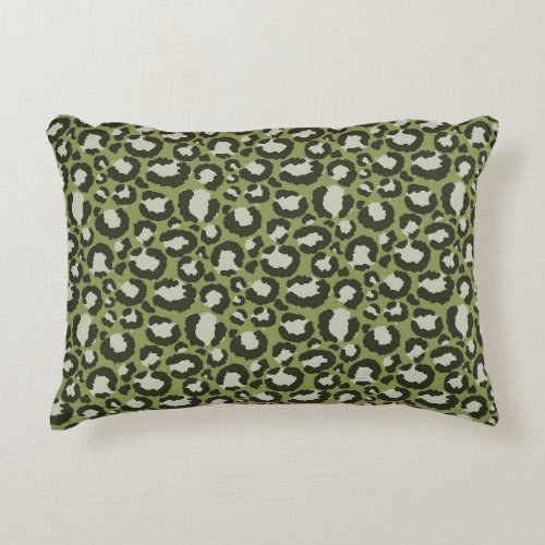 Moss Green Glamorous Leopard Spots Animal Print Accent Pillow