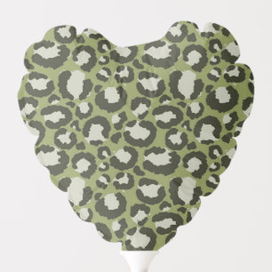 Moss Green Glamorous Leopard Spots Animal Print Balloon