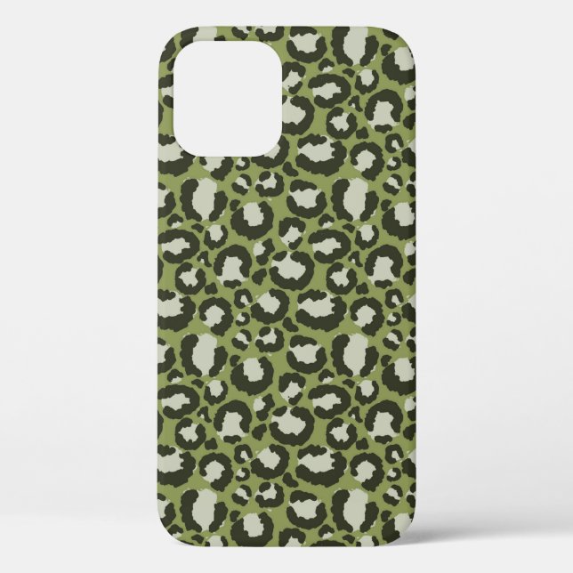 Moss Green Glamorous Leopard Spots Animal Print Case-Mate iPhone Case (Back)
