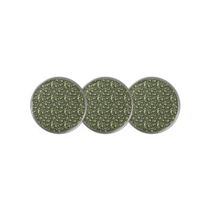 Moss Green Glamorous Leopard Spots Animal Print Golf Ball Marker