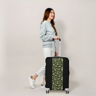 Moss Green Glamorous Leopard Spots Animal Print Luggage