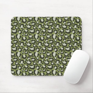 Moss Green Glamorous Leopard Spots Animal Print Mouse Pad