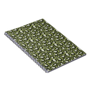 Moss Green Glamorous Leopard Spots Animal Print Notebook
