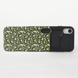 Moss Green Glamorous Leopard Spots Animal Print iPhone XR Slider Case