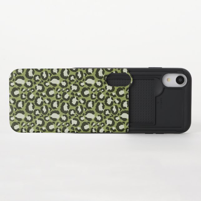 Moss Green Glamorous Leopard Spots Animal Print Uncommon iPhone Case (Open)