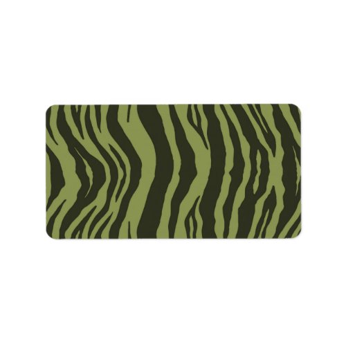 Moss Green Glamorous Tiger Stripes Animal Print Label