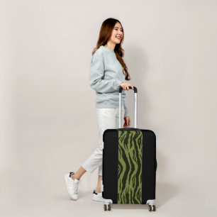 Moss Green Glamorous Tiger Stripes Animal Print Luggage