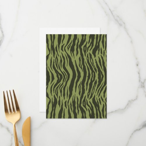 Moss Green Glamorous Tiger Stripes Animal Print Menu