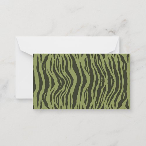 Moss Green Glamorous Tiger Stripes Animal Print Note Card