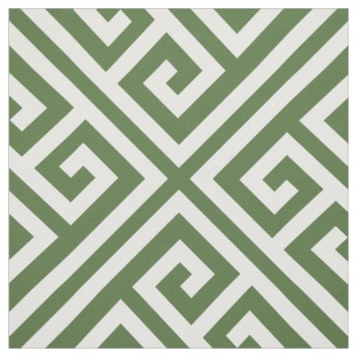 Moss Green Greek Key Large Scale Fabric