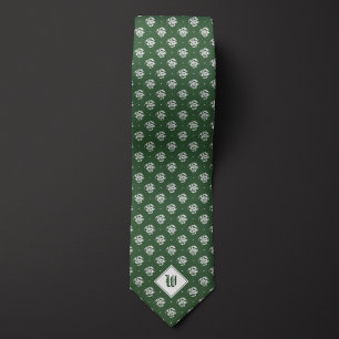 Moss Green Iconic Dragon Monogram Neck Tie