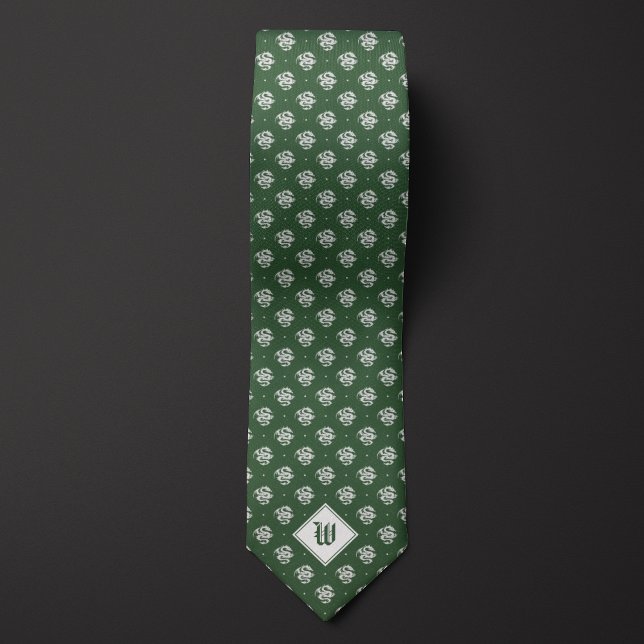 Moss Green Iconic Dragon Monogram Neck Tie (Creator Uploaded)