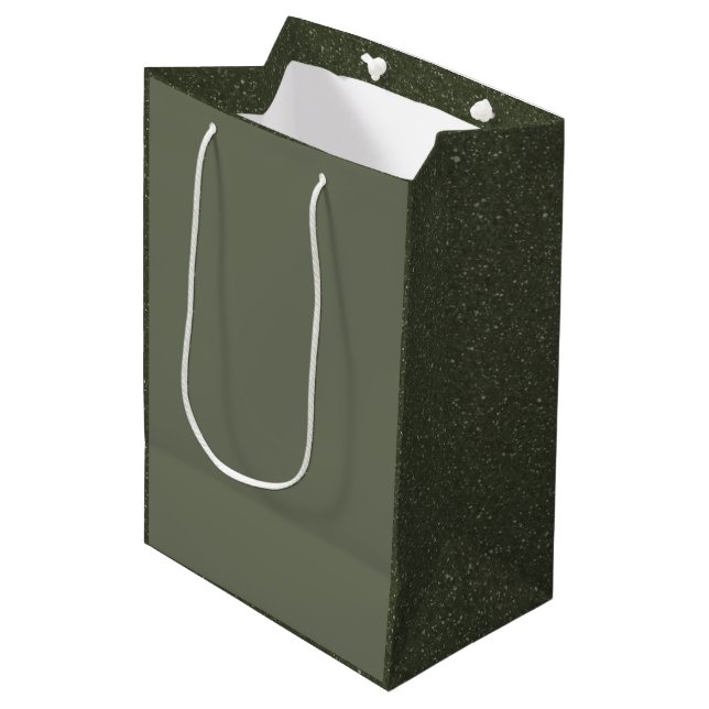 Moss Green Luxe Gift Bag – Customizable (Front Angled)