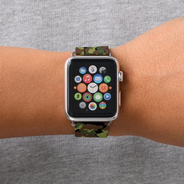 Moss Green Military Camo Apple Watch Band (In Situ)