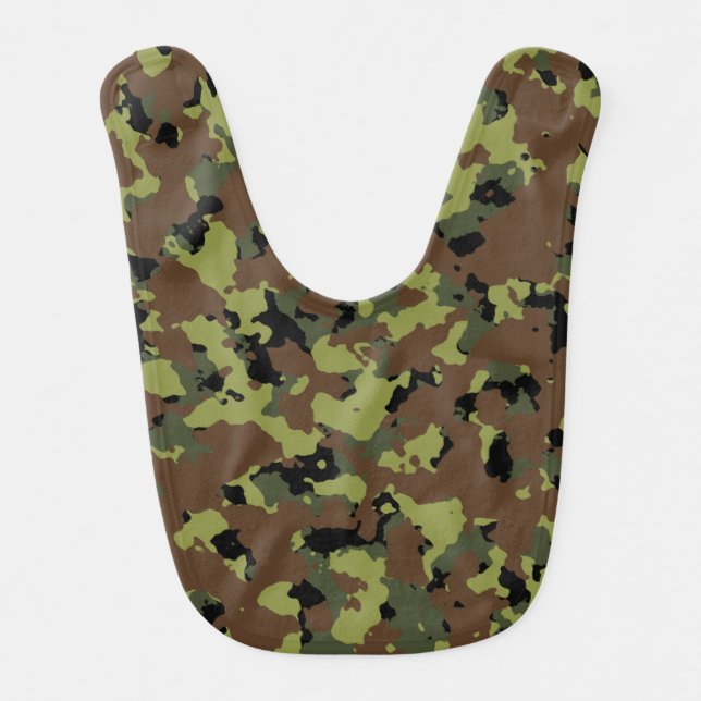 Moss Green Military Camo Baby Bib (Front)