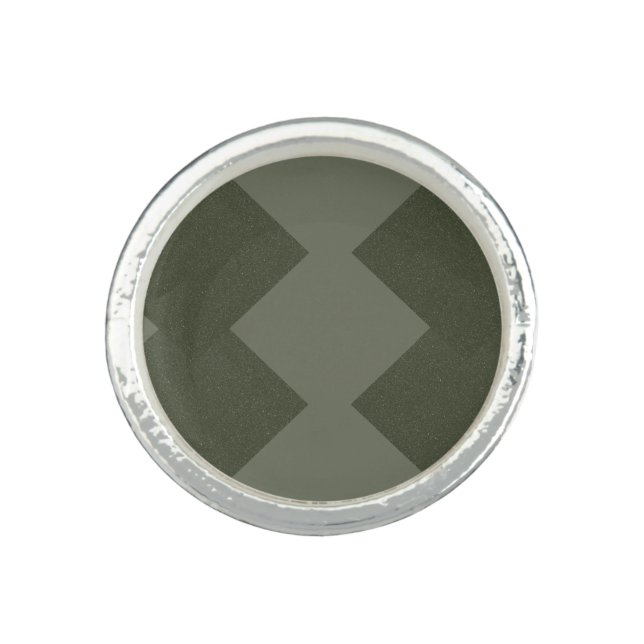 Moss Green Modern Geometric Photo Ring (Front)