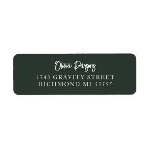 Moss Green Modern Hand Lettered Script Address Label