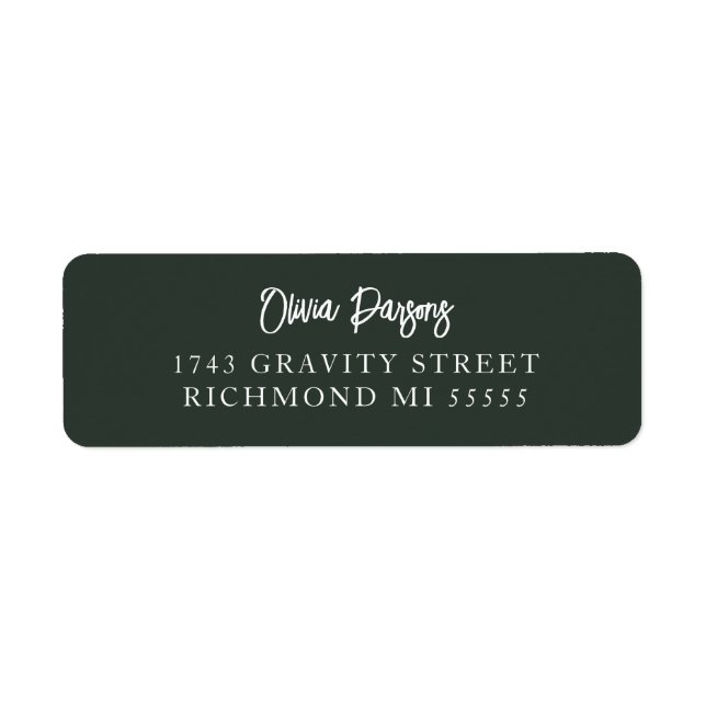 Moss Green Modern Hand Lettered Script Address Label (Front)