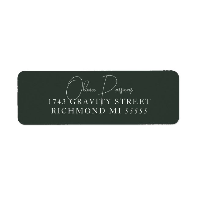 Moss Green Modern Minimally Scripted Address Label (Front)