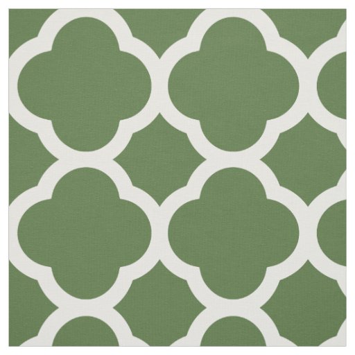 Moss Green Modern Quatrefoil Large Scale Fabric